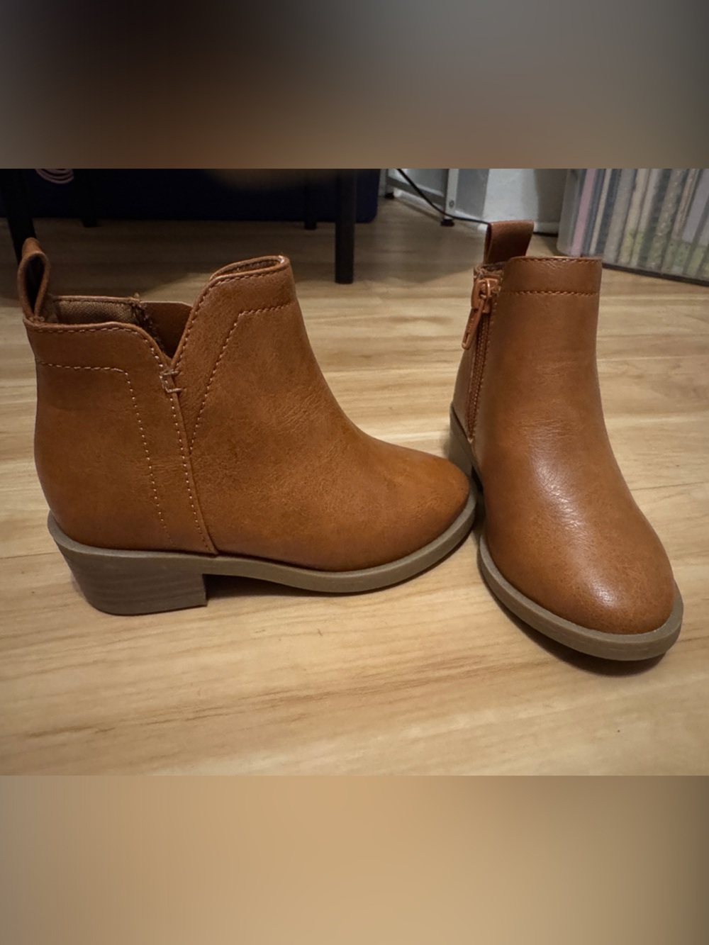 Kids Tan Ankle Boots - Stylish Zip Booties